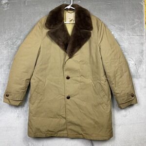 Vintage 60s L.L. Bean Long Field  Jacket Coat Goose Down Fur Collar 42‎
